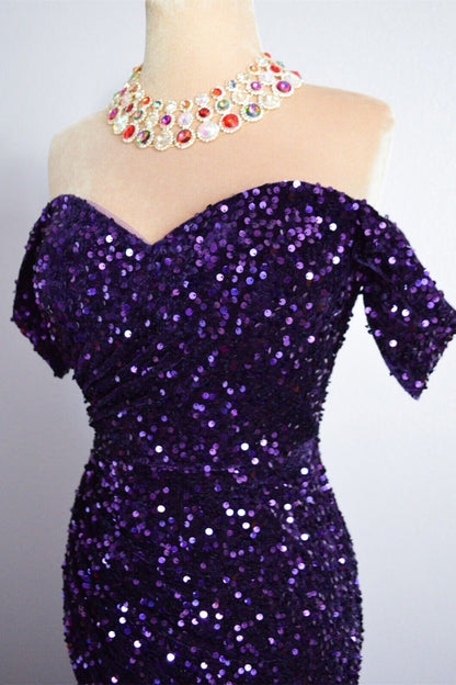 Sweetheart Off-Shoulder Fully Sequin Mermaid Party Prom Dress