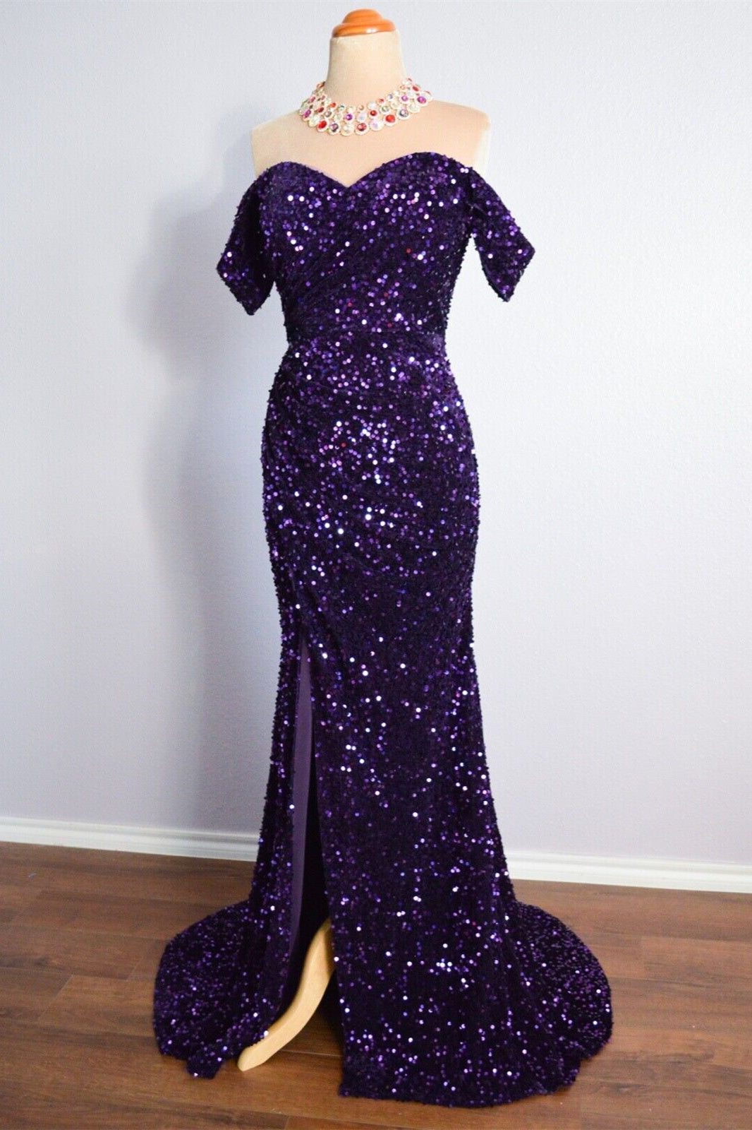 Sweetheart Off-Shoulder Fully Sequin Mermaid Party Prom Dress