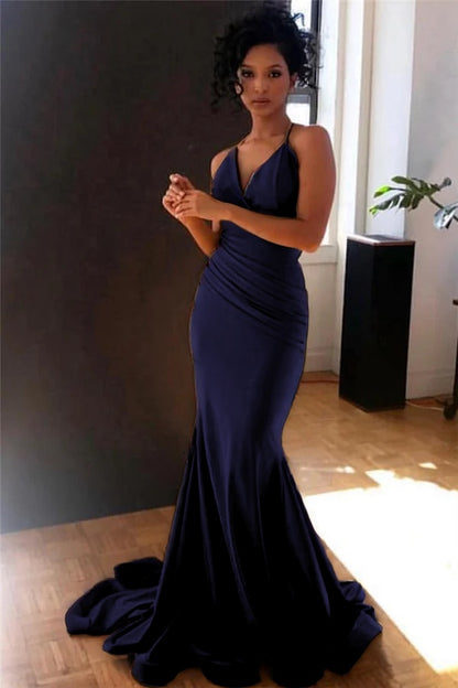 Spaghetti-Straps Mermaid Long Evening Gown