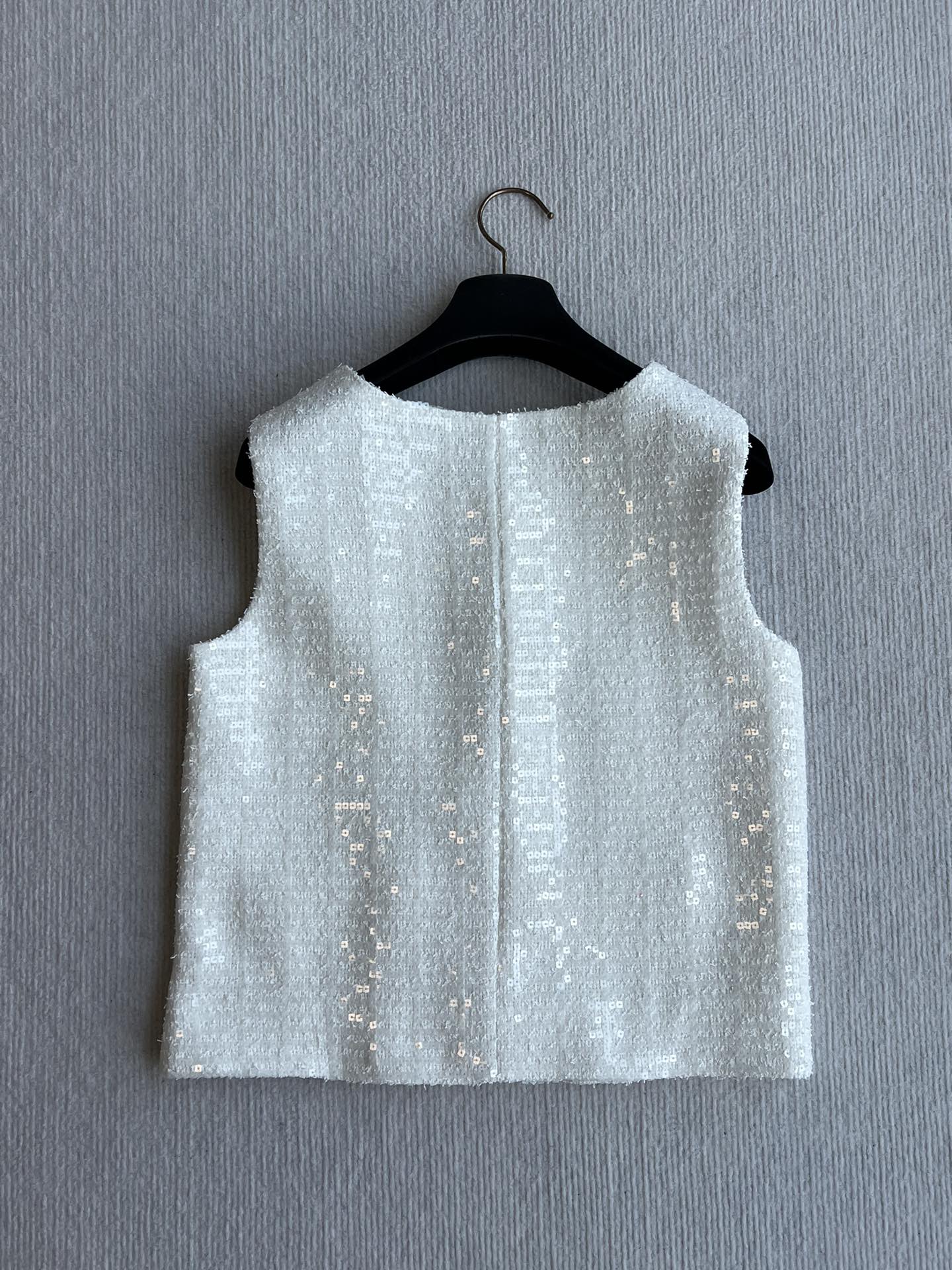 CC 25 Tweed Set Vest White Cotton Polyamide 251650