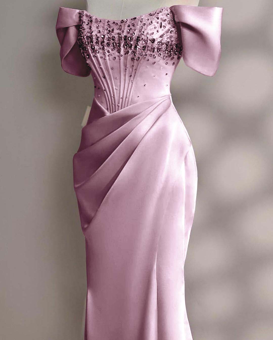 Blushing Pink A-Line Off-the-Shoulder Beads Prom Dress with Pleated