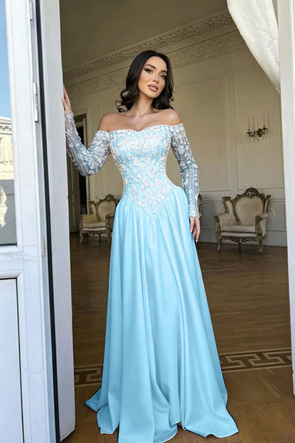 Stunning Red Bateau Neck Long Sleeves Beaded Evening Dress With Pleated