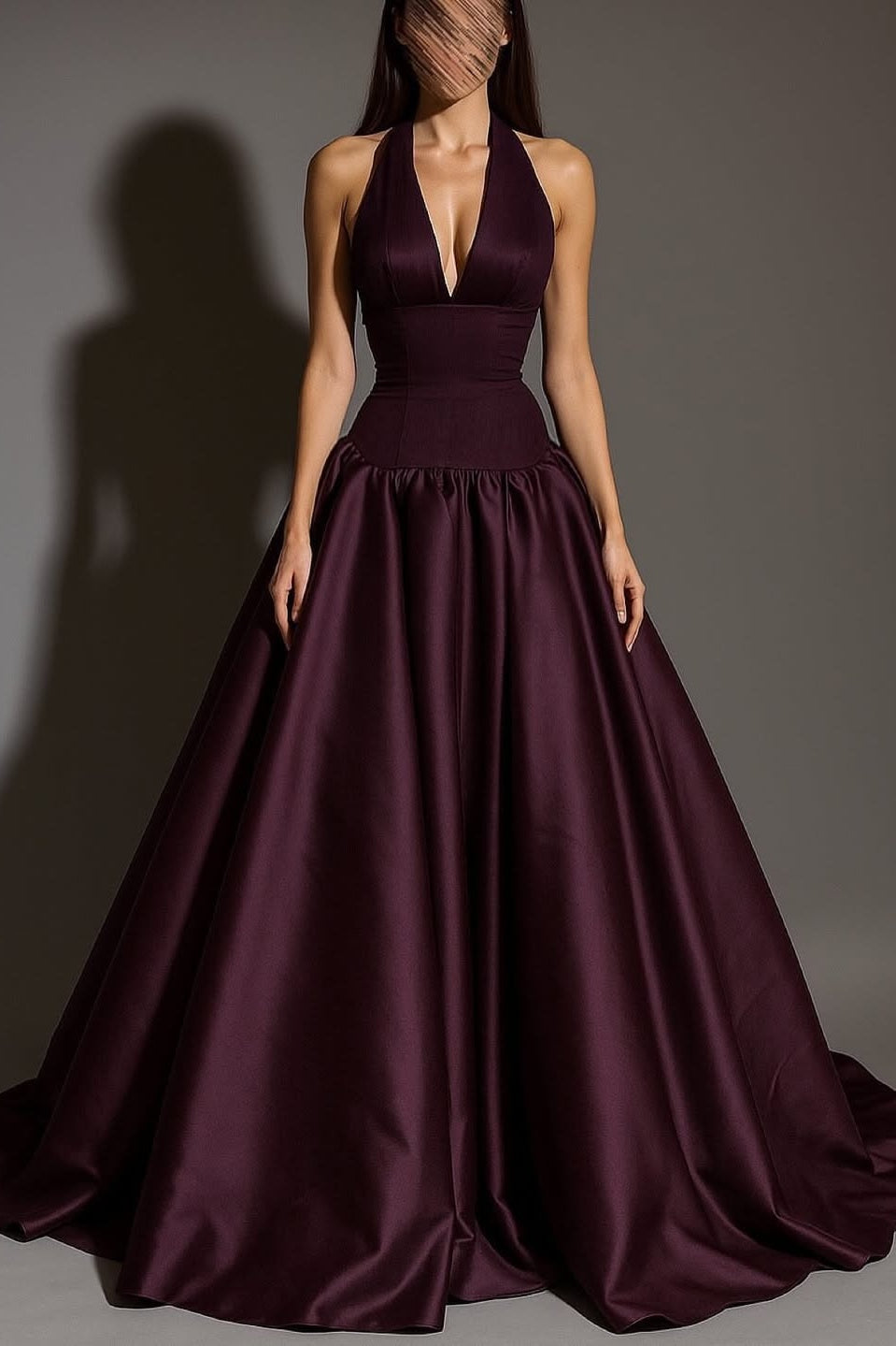 Sexy Sleeveless Halter Straps A-Line Deep V-Neck Long Prom Dress