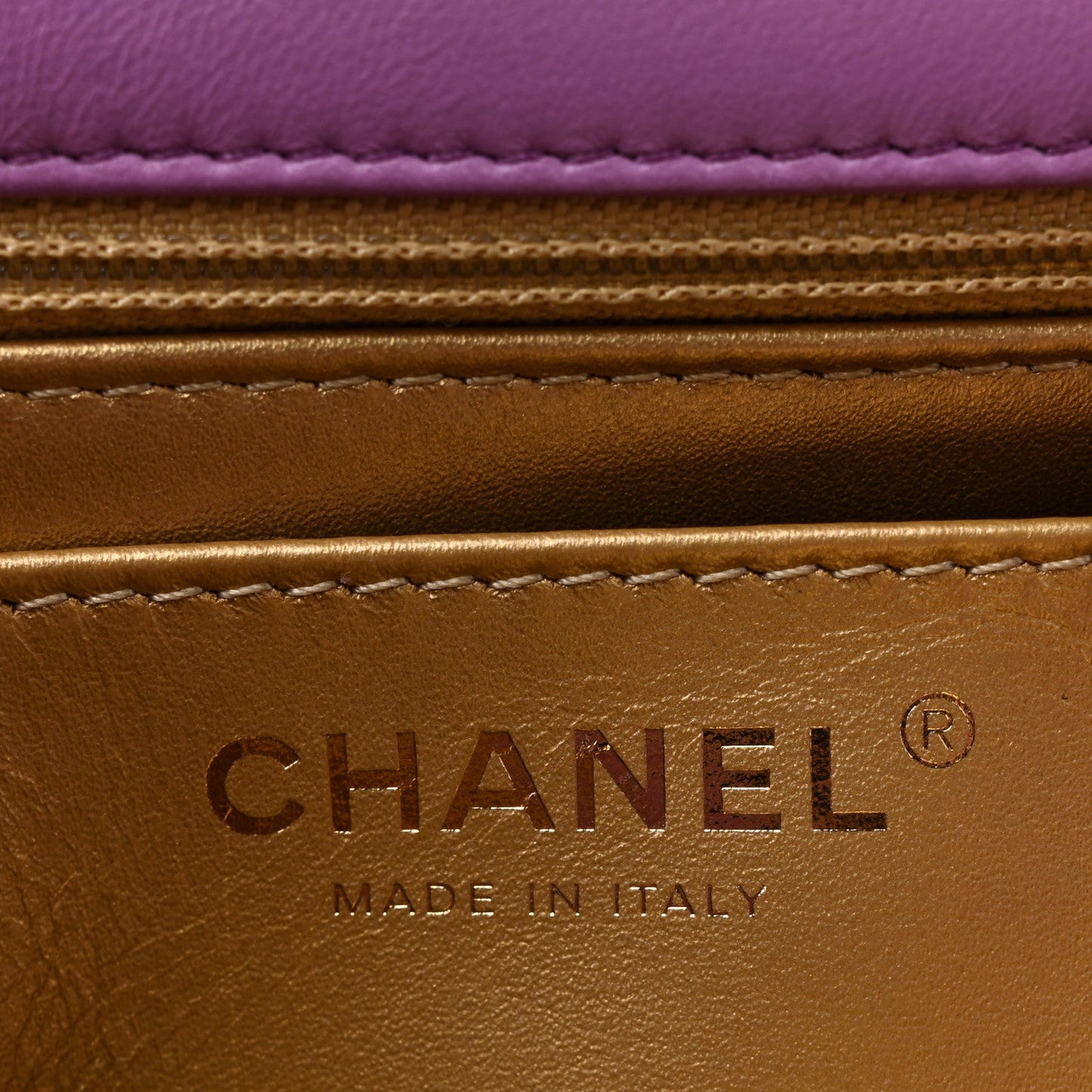 Lambskin Quilted Mini Pearl Crush Flap Purple
