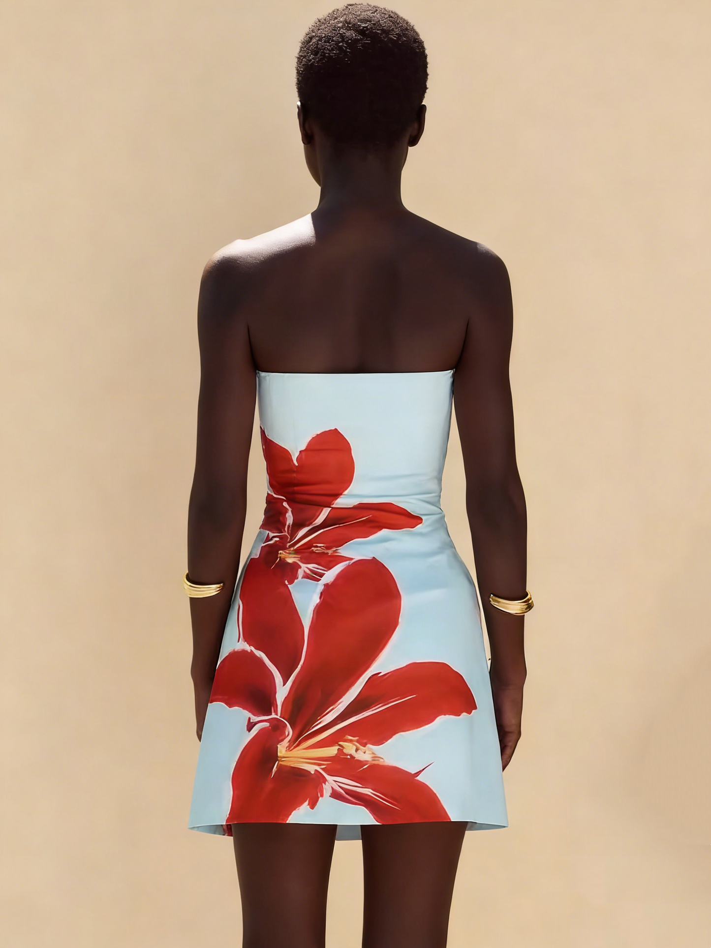 Beauty Homecoming Dress Strapless Print Short Prom Dress Birthday Party Outfits Cocktail Dress   D4632
