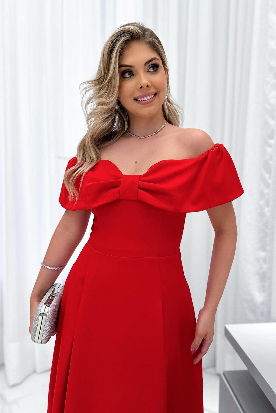 Stunning Red Satin Off the Shoulder Strapless A Line Prom Dress with Pleated