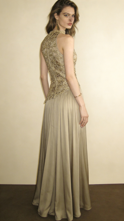 Charming Prom Dress A Line High-collar Pleated Cocktail Dress Evening Dress Wedding Guest Dress      D4645