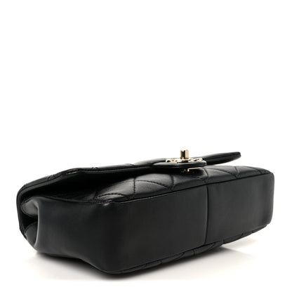 Lambskin Quilted Resin Bi-Color Chain Flap Bag Black
