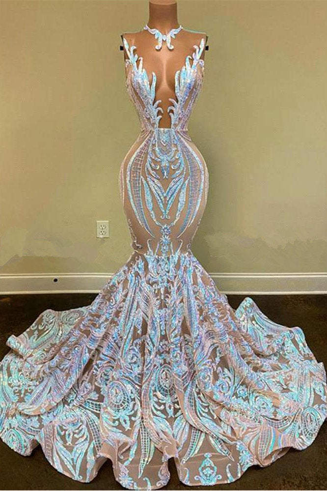 Gorgeous Long Sleeveless Lace Mermaid Prom Dress