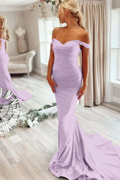 Off-The-Shoulder Mermaid Royal Blue Prom Dress