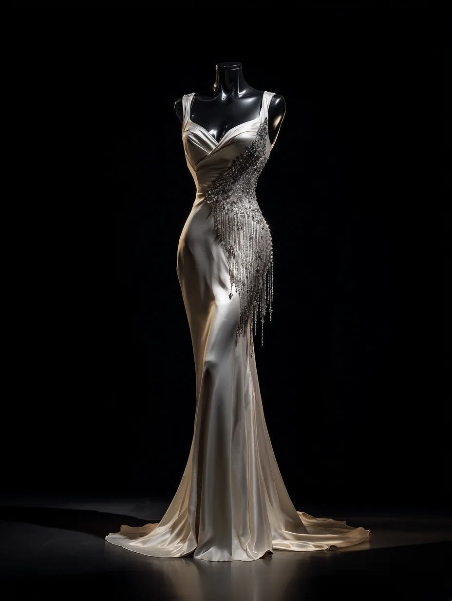Charming Satin Prom Dress Sweetheart Pleated Beading Mermaid Formal Dress Evening Dresses Gala Gown  D4711