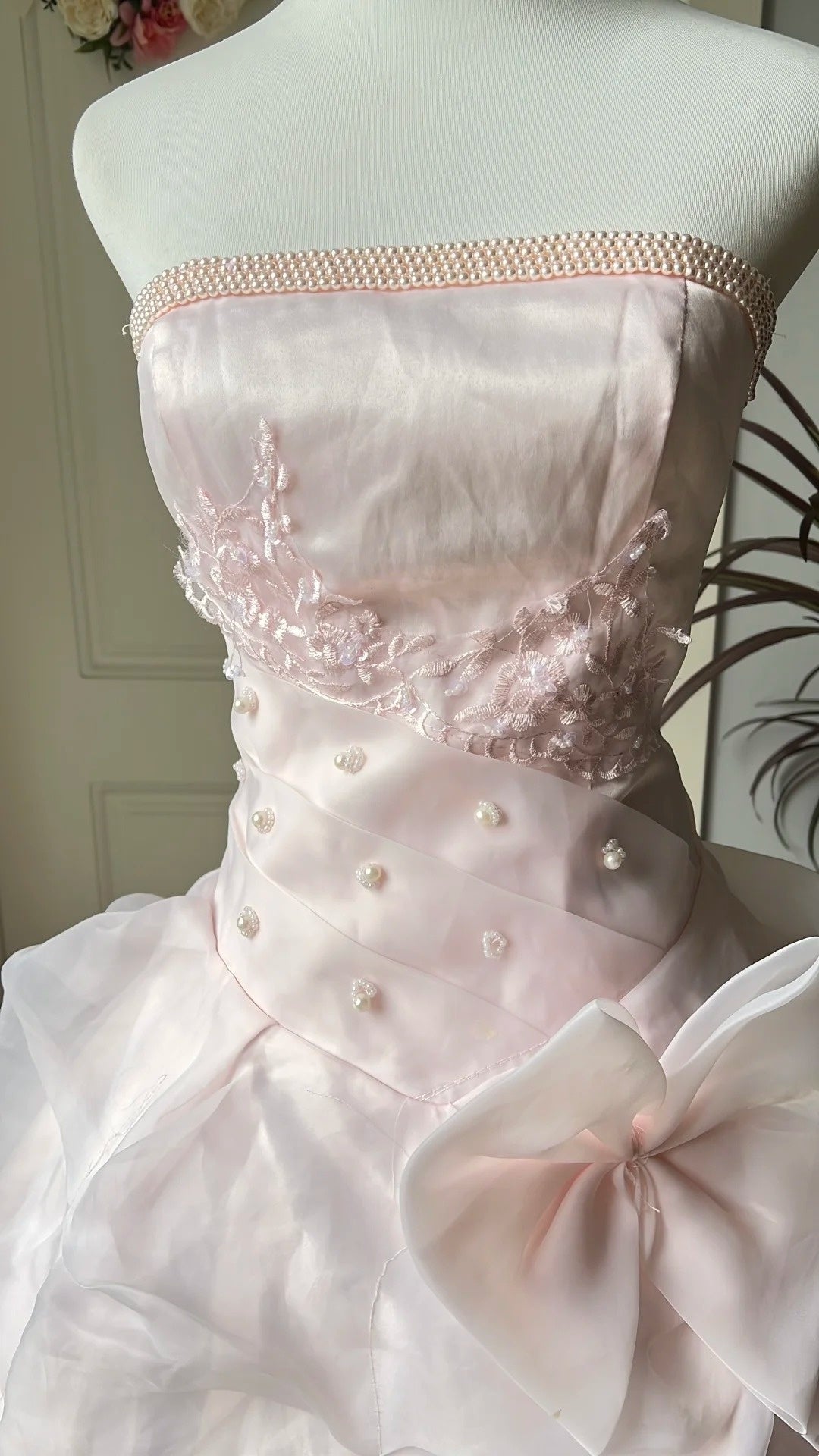 Chic Ball Gown Light Pink Strapless Pleated Prom Dresses Evening Gala Gown Quinceanera Dress       D4743
