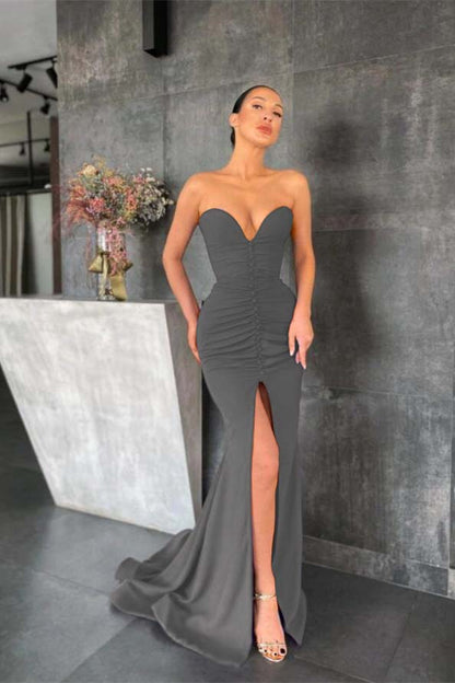 Purple Sweetheart Sleeveless Prom Dress Mermaid With Slit