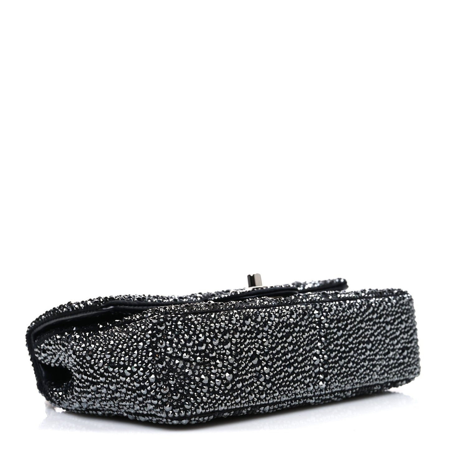 Satin Diamante CC Logo Small Flap Black Ruthenium