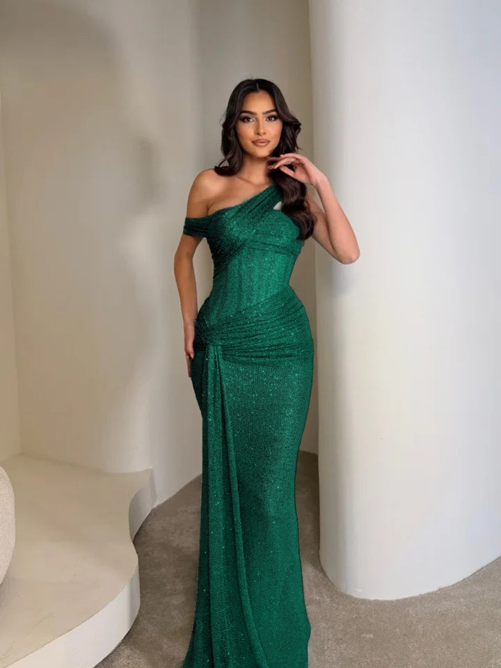 Stunning Sleeveless Sequins Floor Long Mermaid Evening Dress
