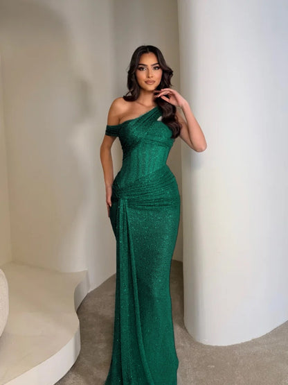 Stunning Sleeveless Sequins Floor Long Mermaid Evening Dress