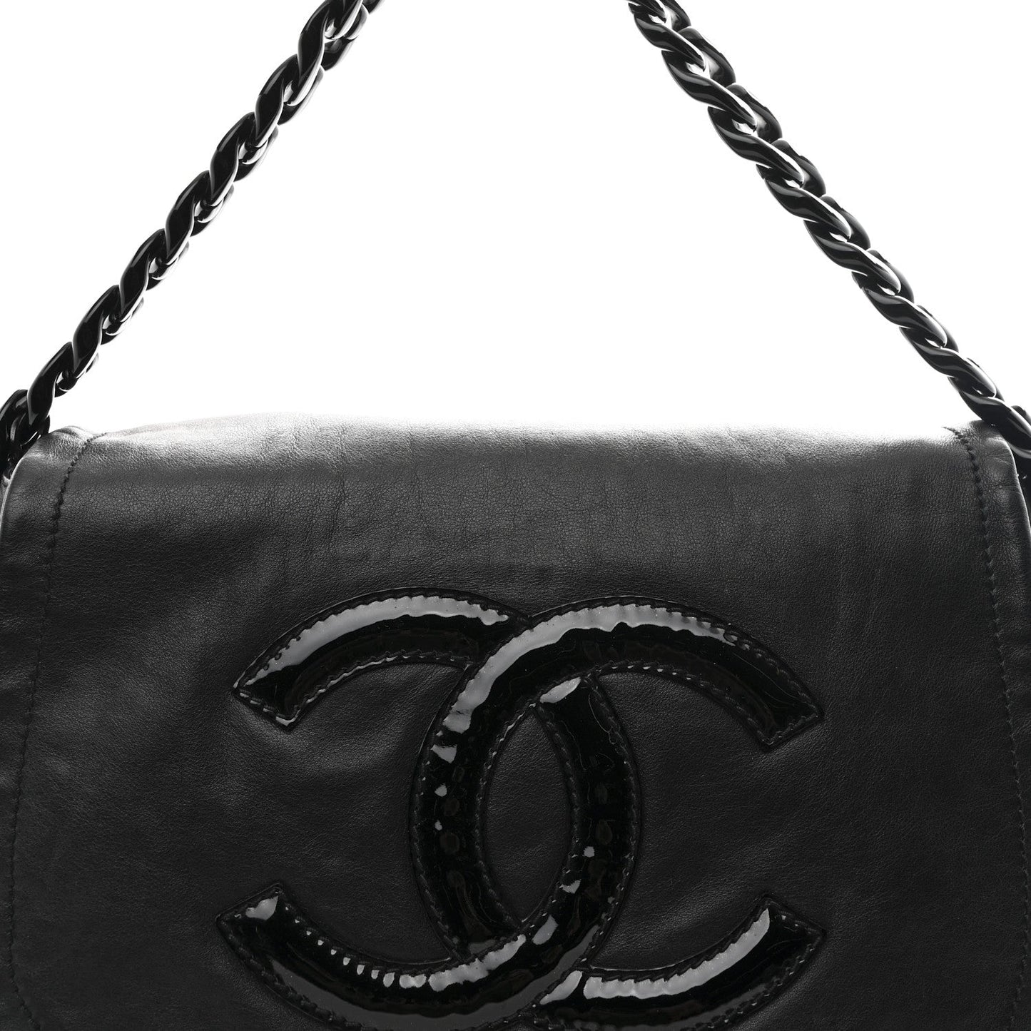 Calfskin Modern Chain Rhodoid Flap Black