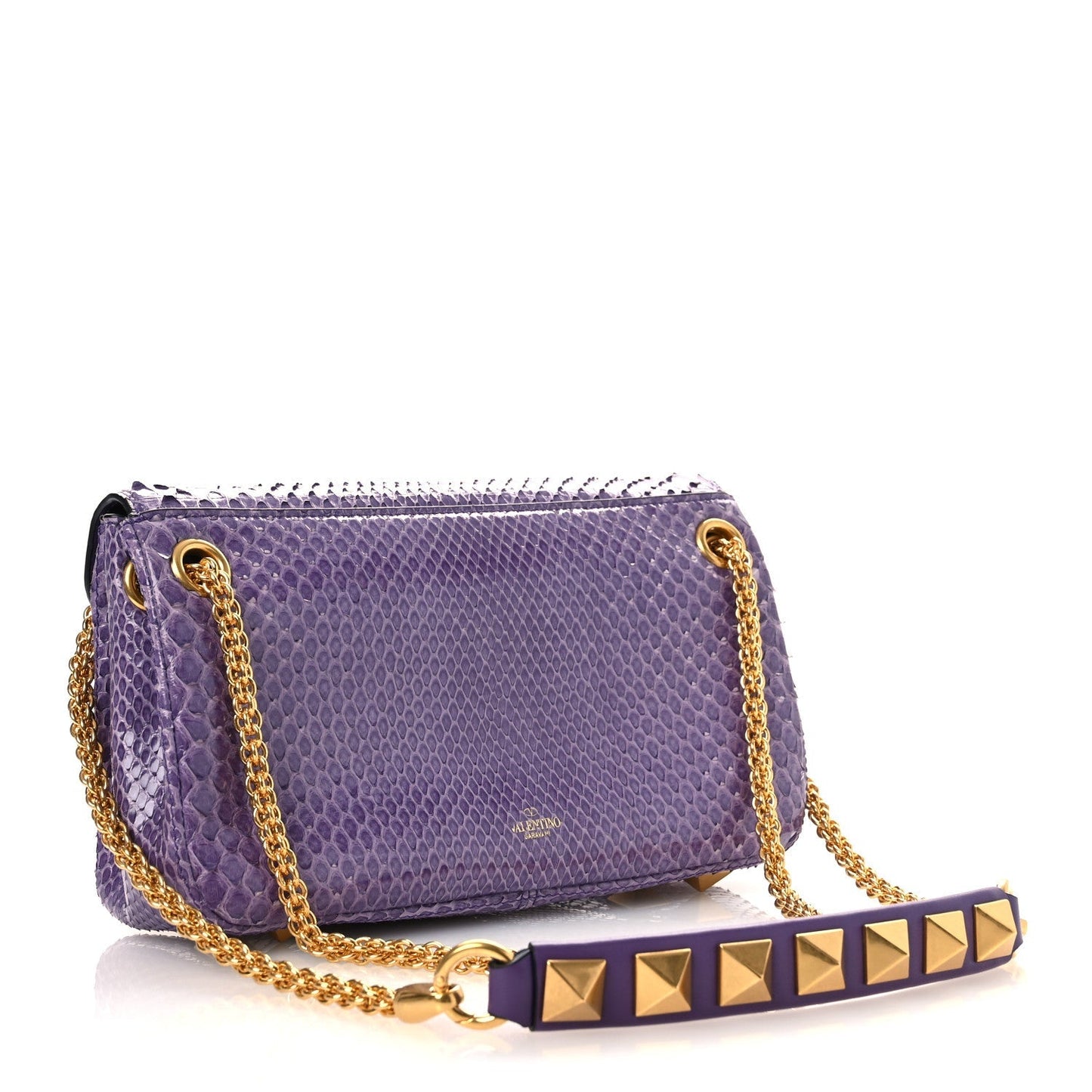 Snakeskin Stud Sign Shoulder Bag Purple