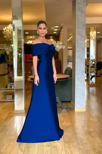 Stunning Dark Green Satin Off the Shoulder Strapless Long Prom Dress with Pleated