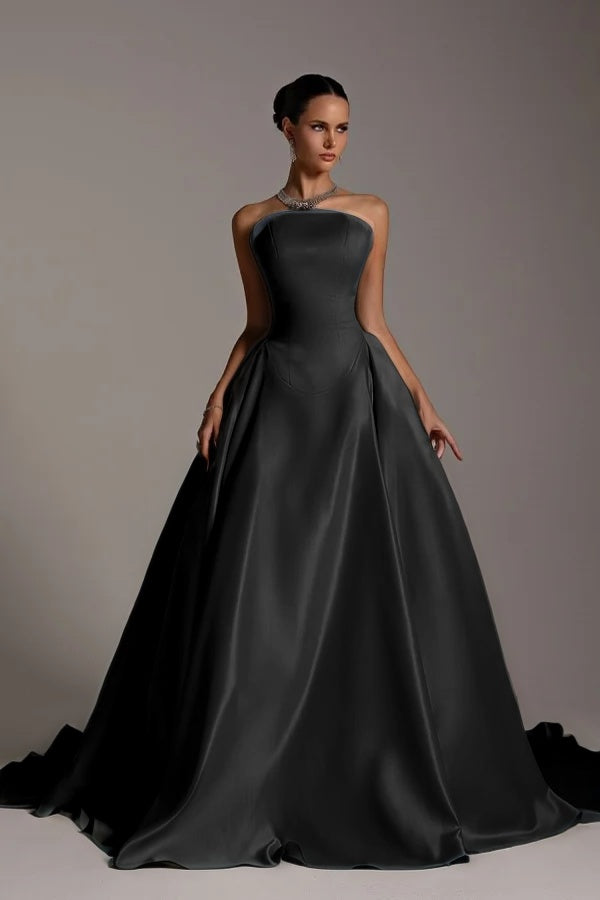 Sleeveless Strapless A-Line Elegant Prom Dress