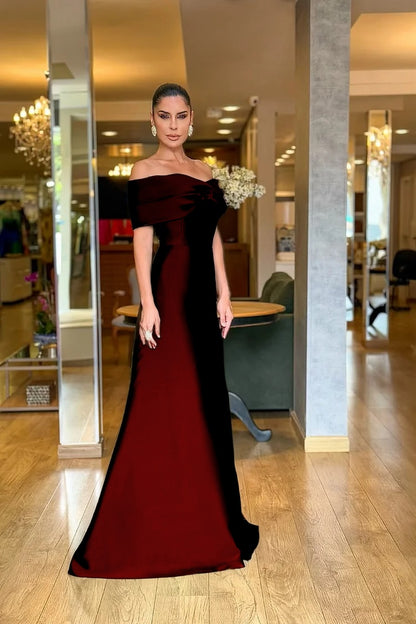 Stunning Dark Green Satin Off the Shoulder Strapless Long Prom Dress with Pleated