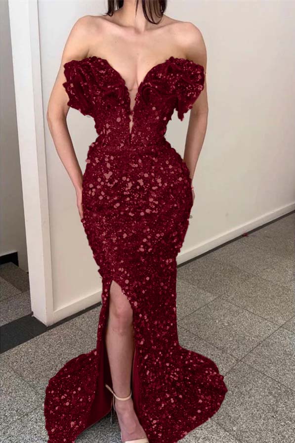 Gold Sequins Mermaid Evening Dress Sleeveless