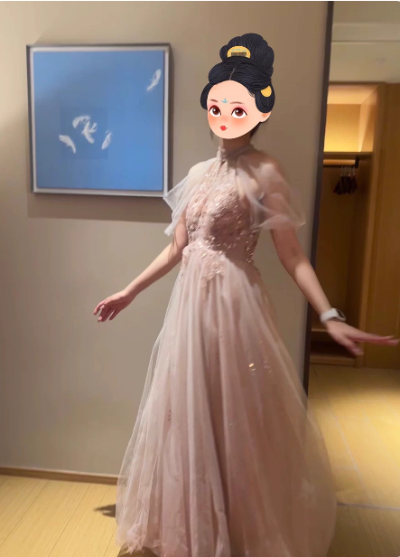 Elegant Pink A-line Halter Tulle Long  Prom Dress Evening Dress P4483