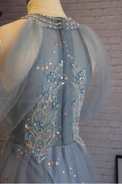 Elegant Pink A-line Halter Tulle Long  Prom Dress Evening Dress P4483