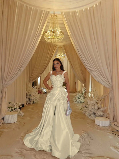Elegant Pink Sleeveless Wide Straps A Line Beading Embroidery Prom Dress