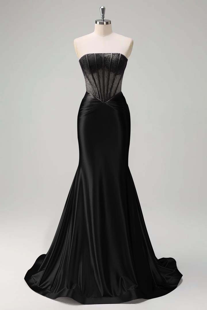 Gorgeous Strapless Sleeveless Mermaid Prom Dress With Beading