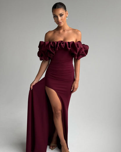 Sleeveless Strapless Off-Shoulders Mermaid Prom Dress With Slit