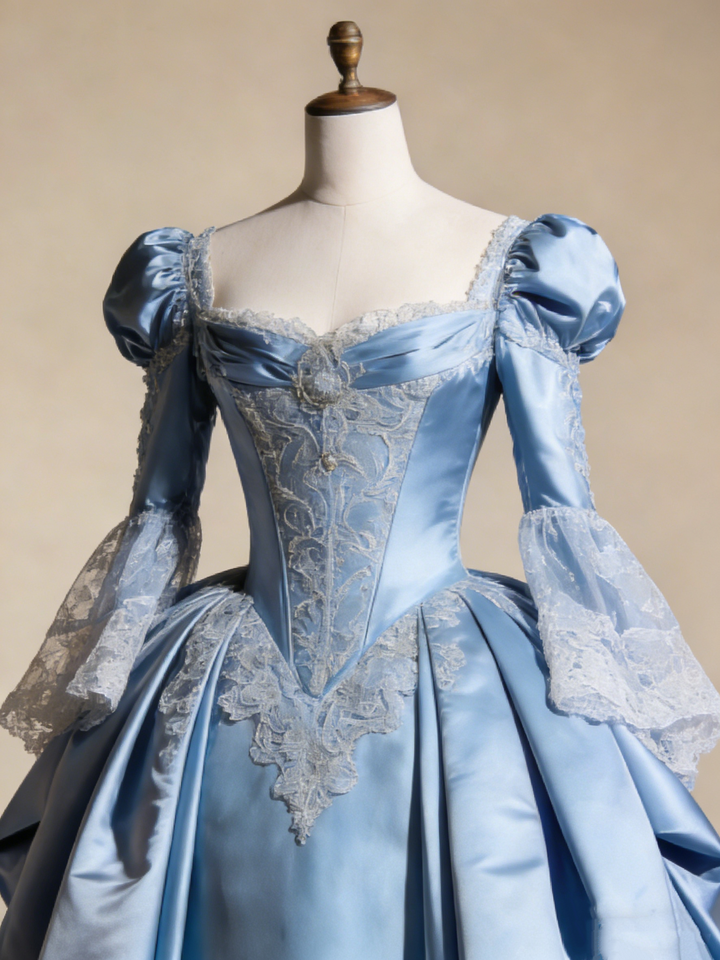 Chic Ball Gown Light Blue Sweetheart Lace Evening Gala Gown Prom Dresses Quinceanera Dress      D4858