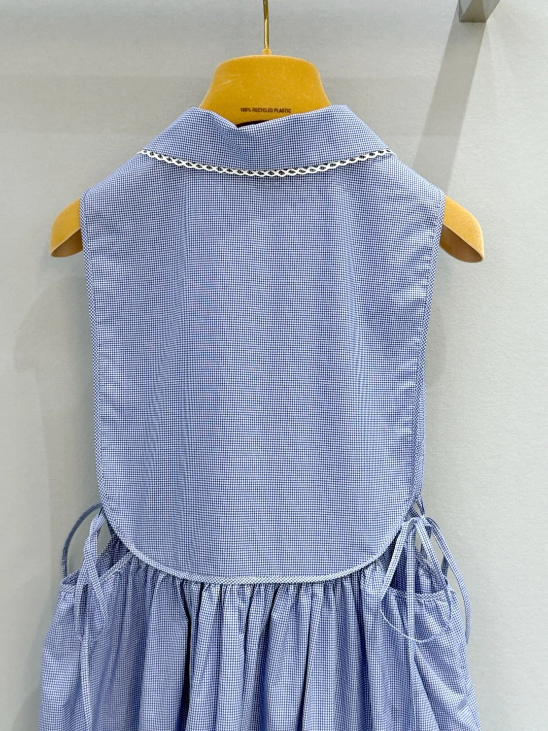 Miu Miu 2026 Plaid Sleeveless Dress Blue Cotton