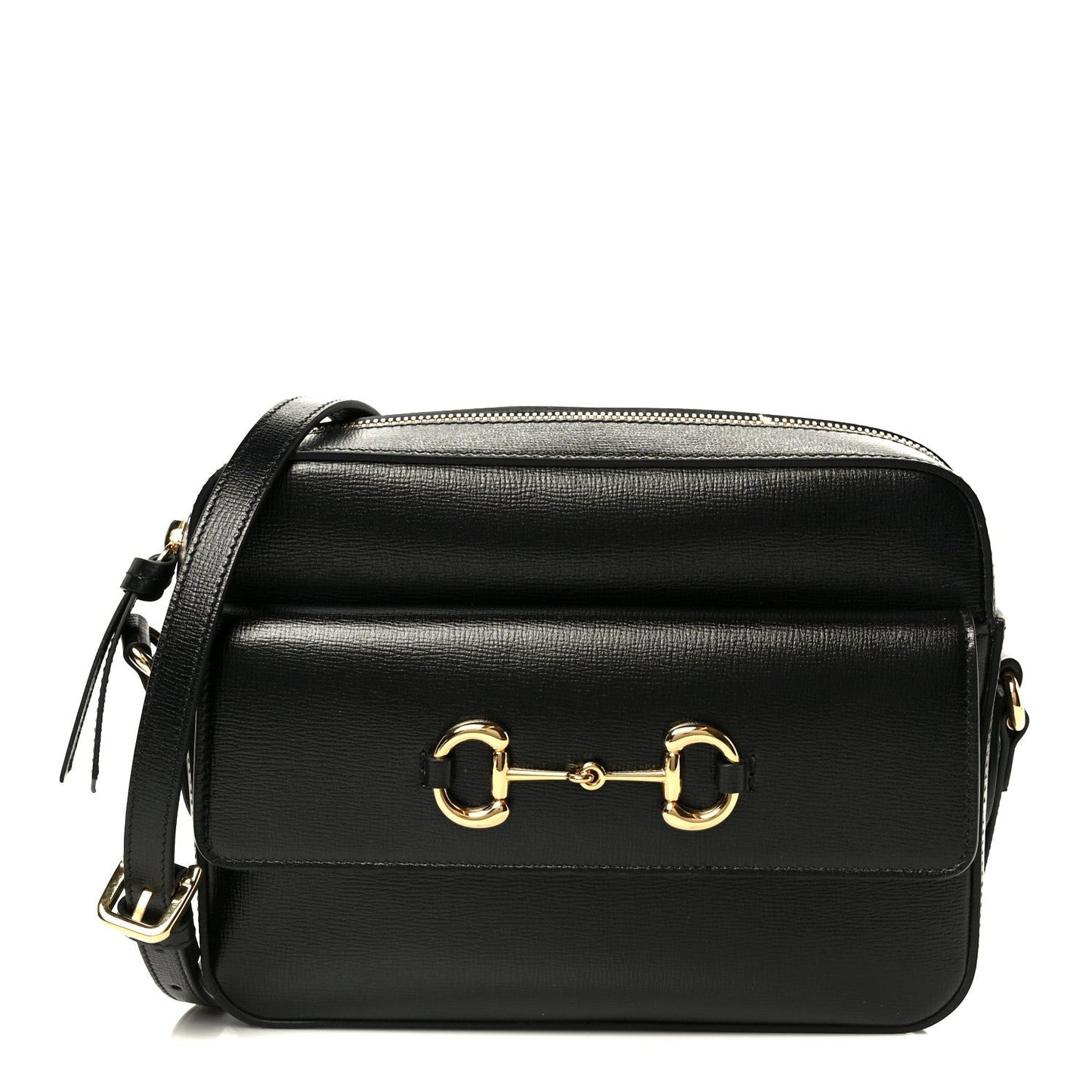 Textured Calfskin Small Horsebit 1955 Shoulder Bag Black