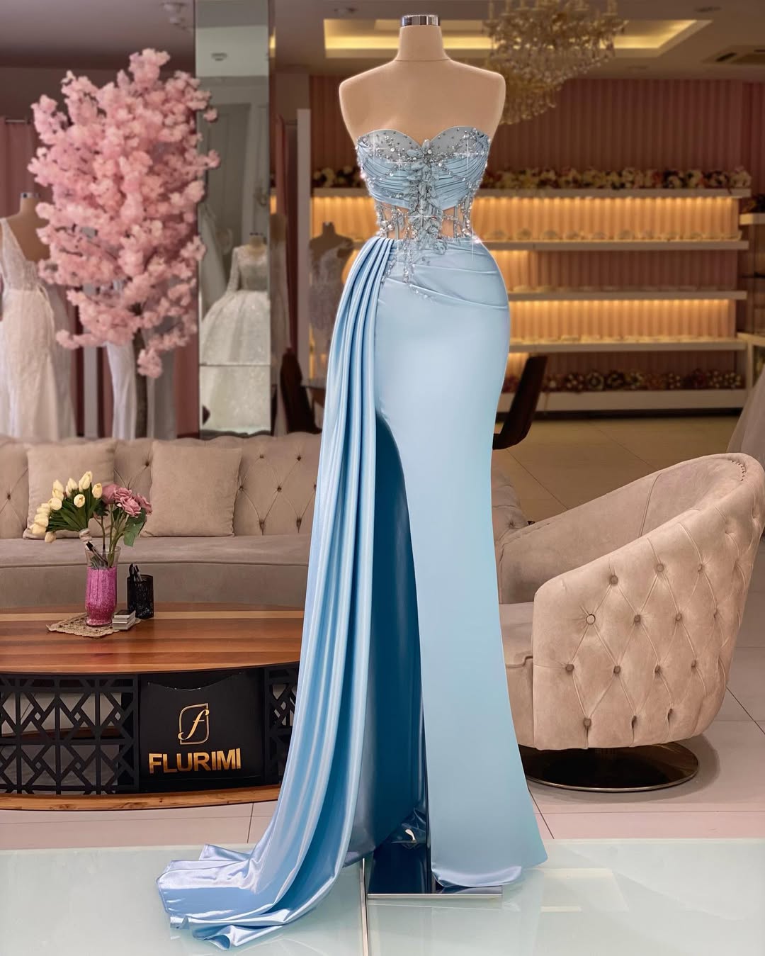 Sleeveless Strapless Sweetheart Beads Mermaid Prom Dress