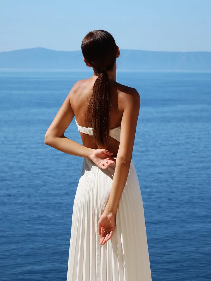 Simple White Sleeveless Strapless Long Prom Dress With Pleated