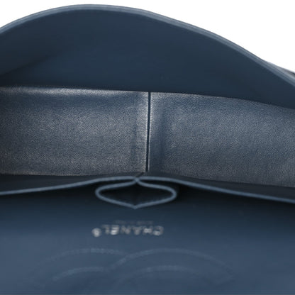Caviar Quilted Jumbo Double Flap Blue