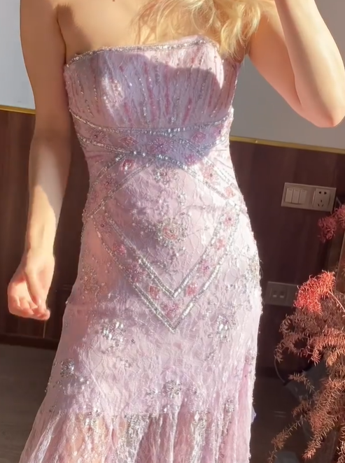 Chic Prom Dress Strapless Beading Evening Dresses Gala Gown Cocktail Outfits       D4969