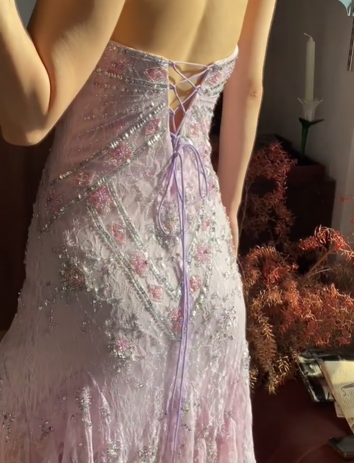 Chic Prom Dress Strapless Beading Evening Dresses Gala Gown Cocktail Outfits       D4969