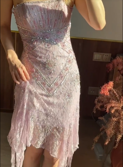Chic Prom Dress Strapless Beading Evening Dresses Gala Gown Cocktail Outfits       D4969