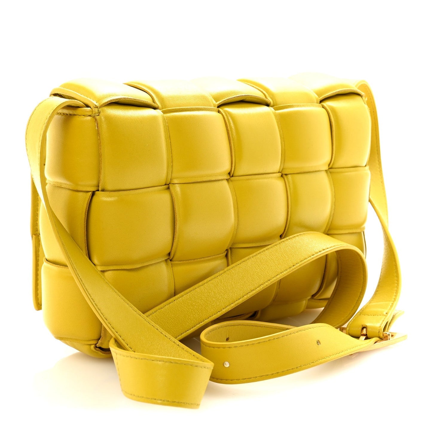 Nappa Maxi Intreccio Padded Cassette Crossbody Bag Buttercup