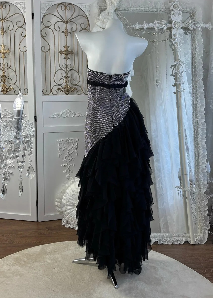 Charming Prom Dress Strapless Pleated Tulle Evening Dress Gala Gown Cocktail Outfits       D4973