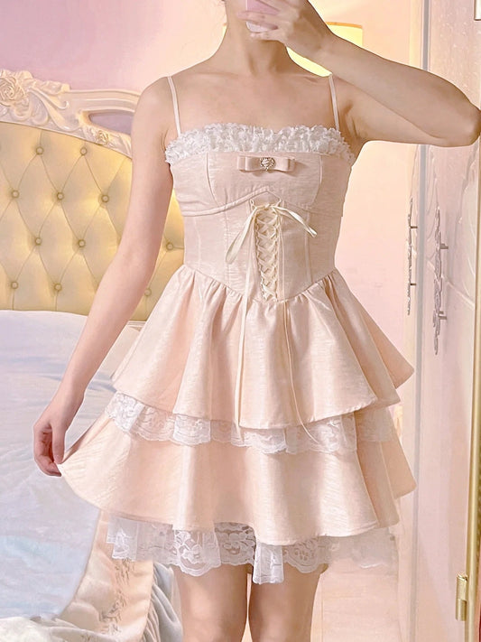 Beauty Homecoming Dress Spaghetti Straps Lace Short Prom Dress Back to School Outfits Birthday Party Dress  D4987