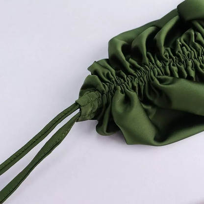 New Satin Green Prom Dress Spaghetti Strap Party Evening Dress  SH1401