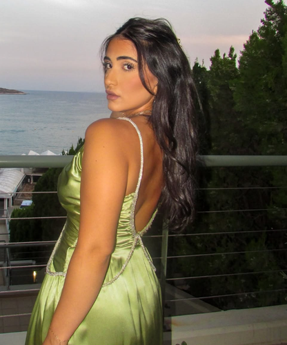 Sexy A Line V Neck Beaded Green Satin Open Back Long Party Dress Evening Dress SH2830