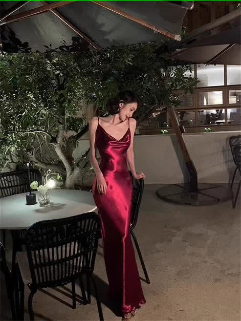 Mermaid Straps Burgundy Prom Dress Birthday Outfits SH1218