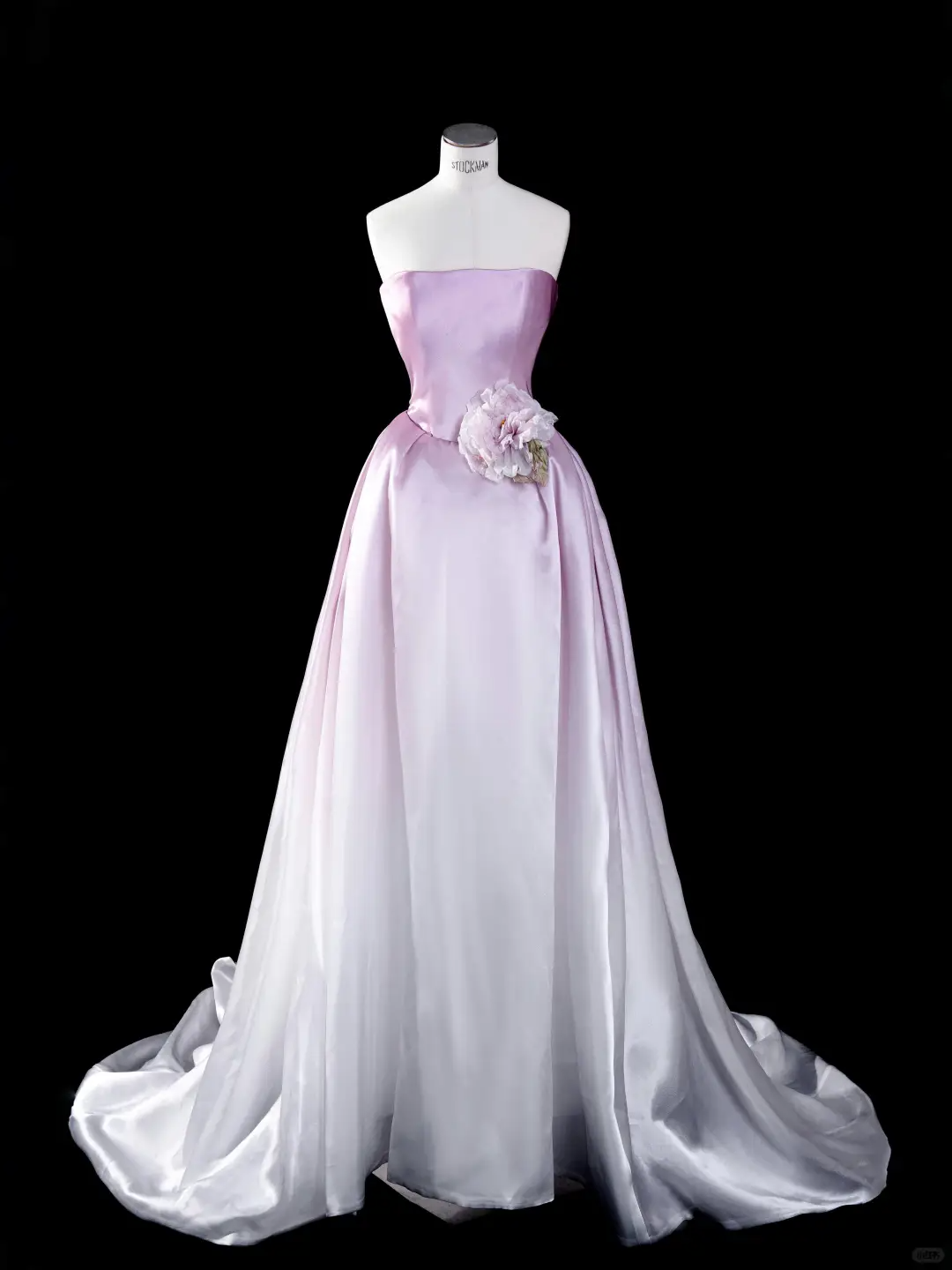 Pink Ombre A Line Strapless Flower Satin Party Dress Evening Dress SH3378