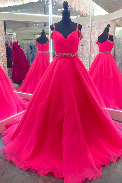 White Off-the-Shoulder Beaded A-line Tulle Long Prom Dress