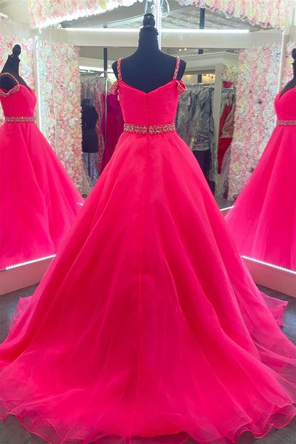 White Off-the-Shoulder Beaded A-line Tulle Long Prom Dress