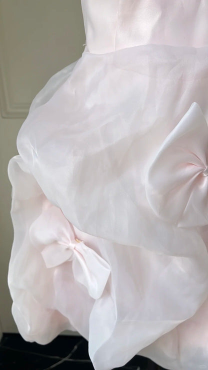 Cute Homecoming Dress Strapless Bowknot Tulle Back to School Outfits Party Dress  D6467